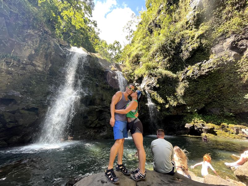 Waterfall Stop Along the Road to Hana in Maui